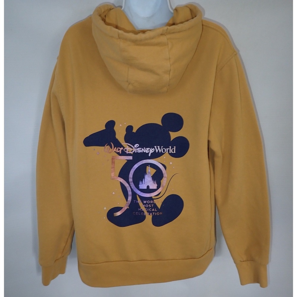 Walt Disney World‎ 50th Anniversary Mickey Mouse Hoodie Yellow Pullover Men's XL
